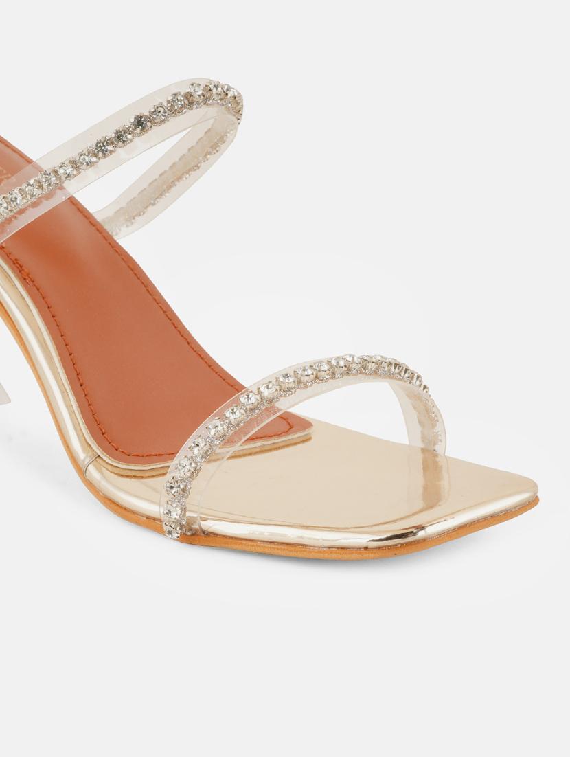 gold synthetic slip on sandals - 20971427 - Standard Image - 3