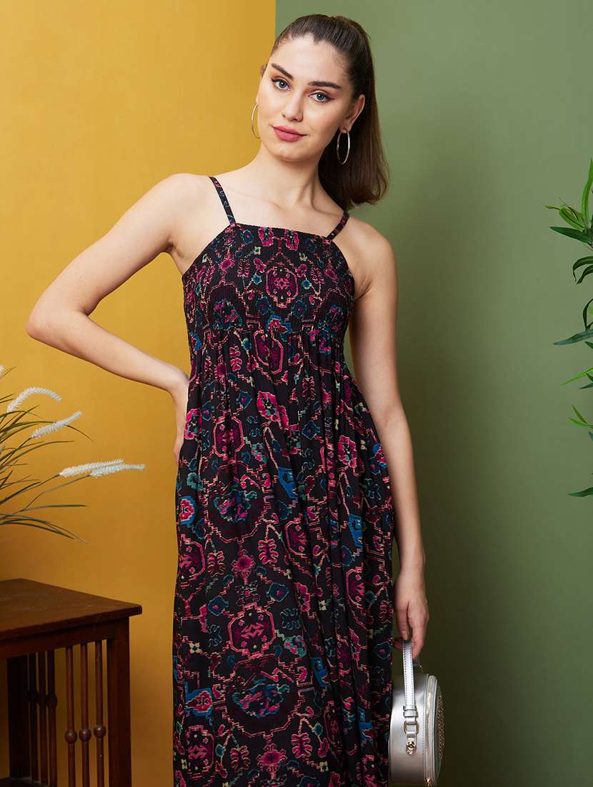 globus women purple round neck with v cut & kimono sleeves waist tie-up longline jumpsuit - 20971619 -  Standard Image - 3