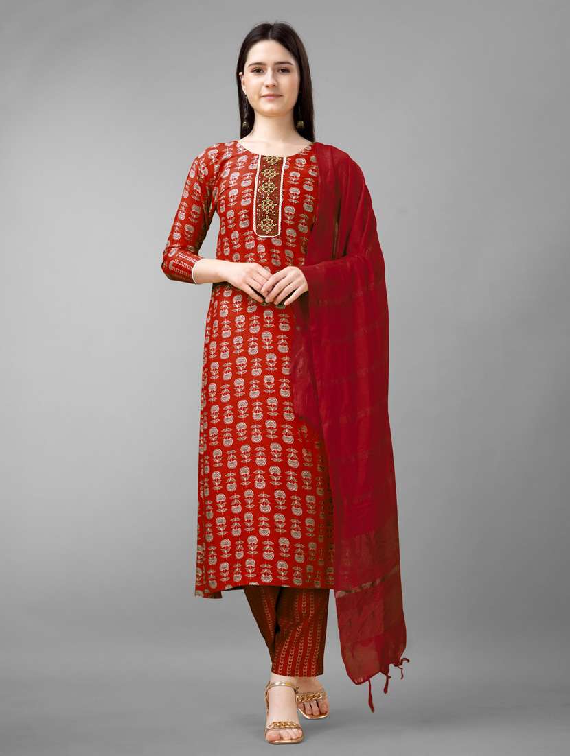 women three quarter sleeve kurta pant set - 20971627 - Zoom Image - 0