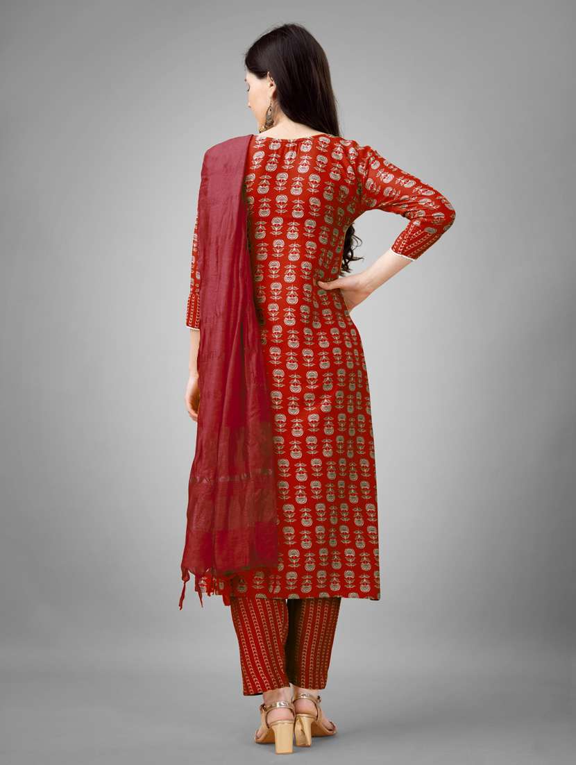 women three quarter sleeve kurta pant set - 20971627 - Standard Image - 3
