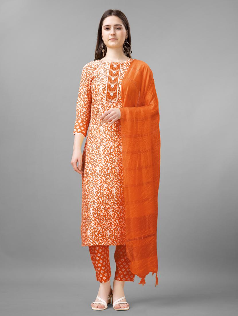 women three quarter sleeve kurta pant set - 20971633 -  Zoom Image - 0