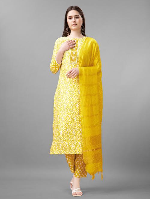 women three quarter sleeve kurta pant set - 20971635 -  Standard Image - 0
