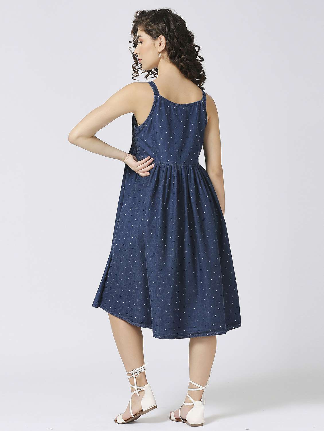 blue printed detailed denim dress - 20971810 - Standard Image - 3