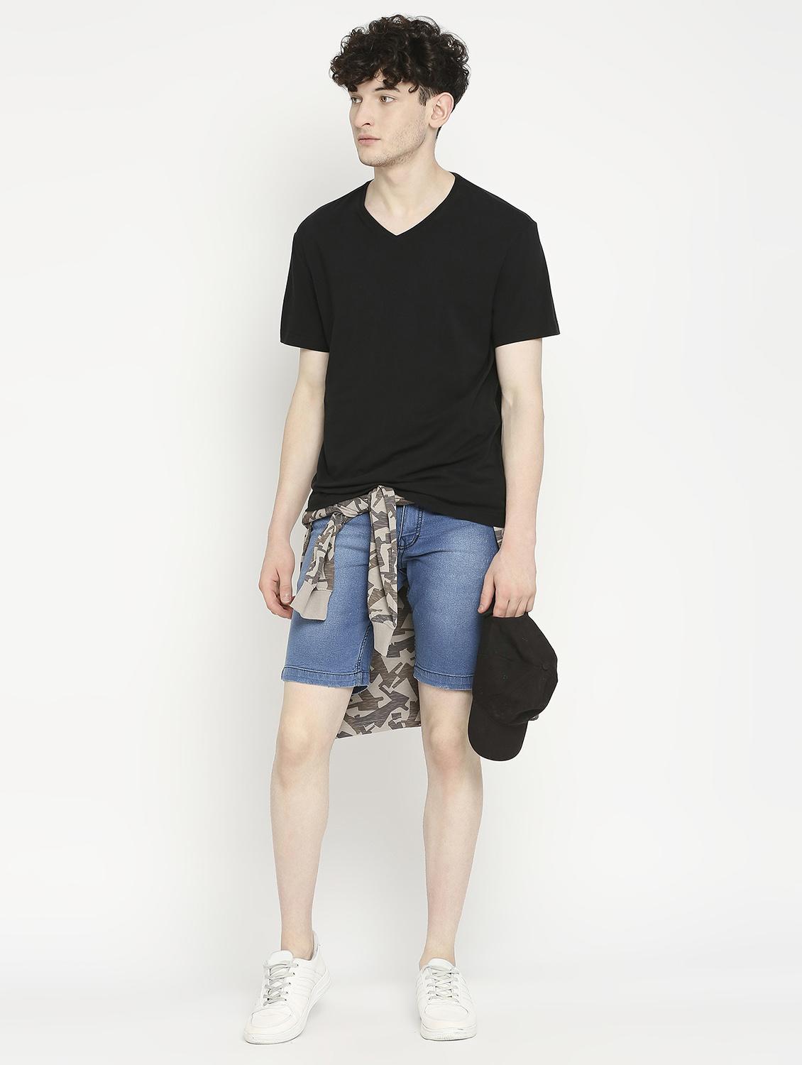 light blue denim short - 20971986 - Standard Image - 3
