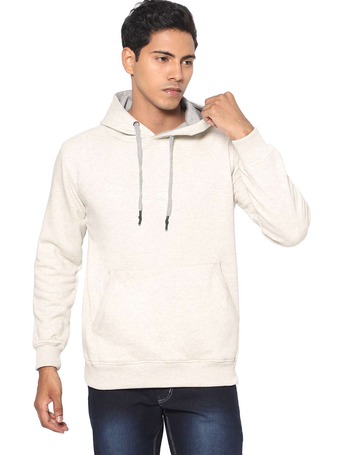 beige cotton blend plain sweatshirt - 20972021 - Zoom Image - 0