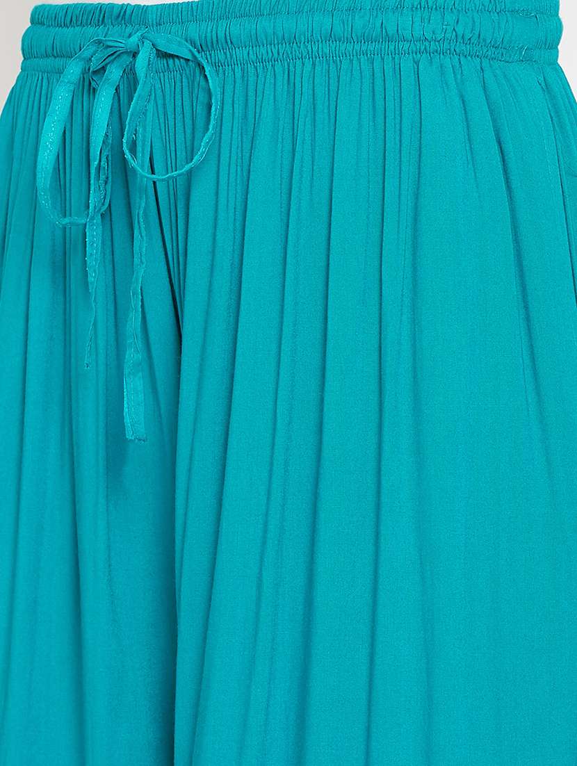 women full length solid flared palazzo - 20972066 -  Standard Image - 5