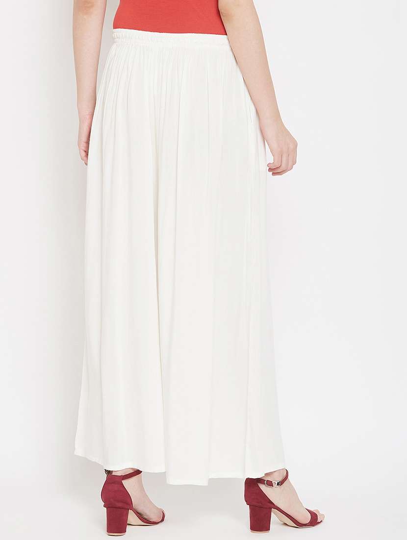 women full length solid flared palazzo - 20972067 -  Standard Image - 3