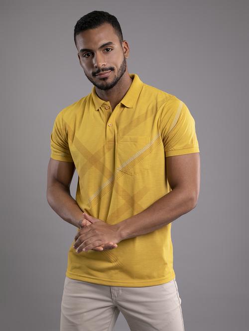 men yellow regular fit printed polo t-shirt - 20972089 - Standard Image - 0