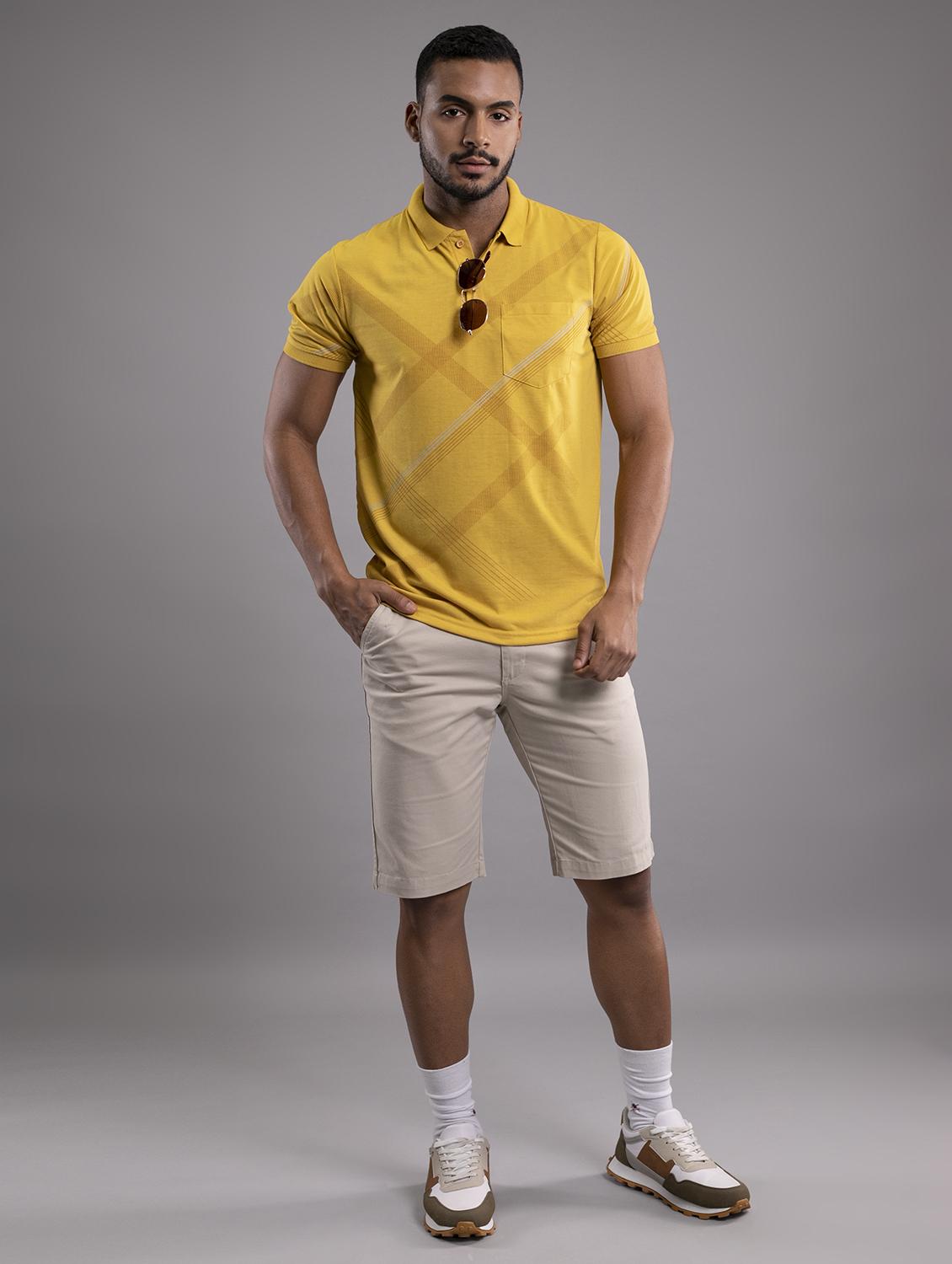 men yellow regular fit printed polo t-shirt - 20972089 - Standard Image - 3