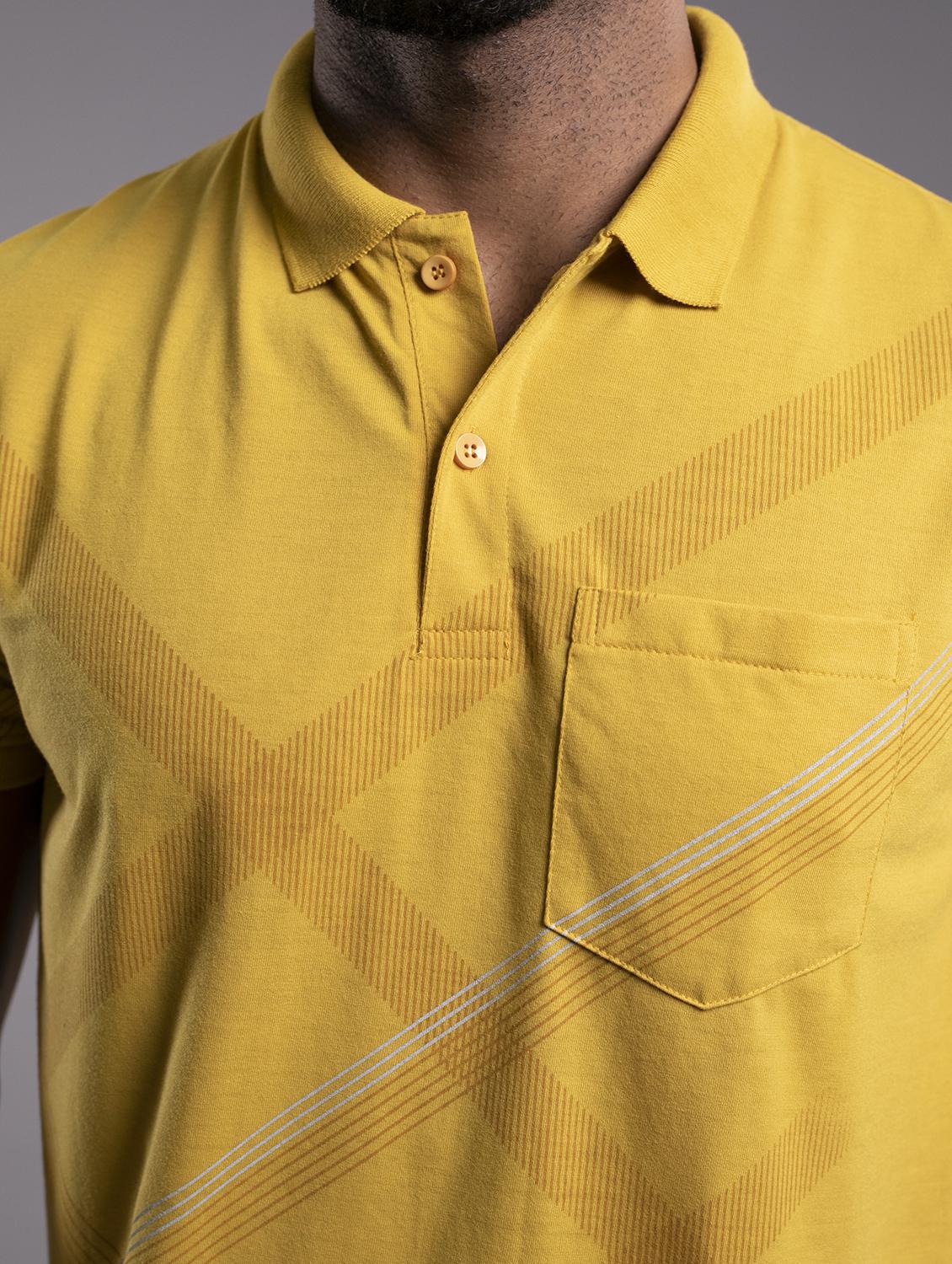 men yellow regular fit printed polo t-shirt - 20972089 - Standard Image - 5