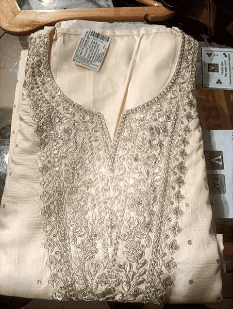 off white poly silk ethnic dress - 20972429 - Zoom Image - 0