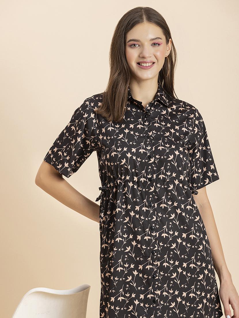 black crepe shirt dress - 20972548 - Standard Image - 5