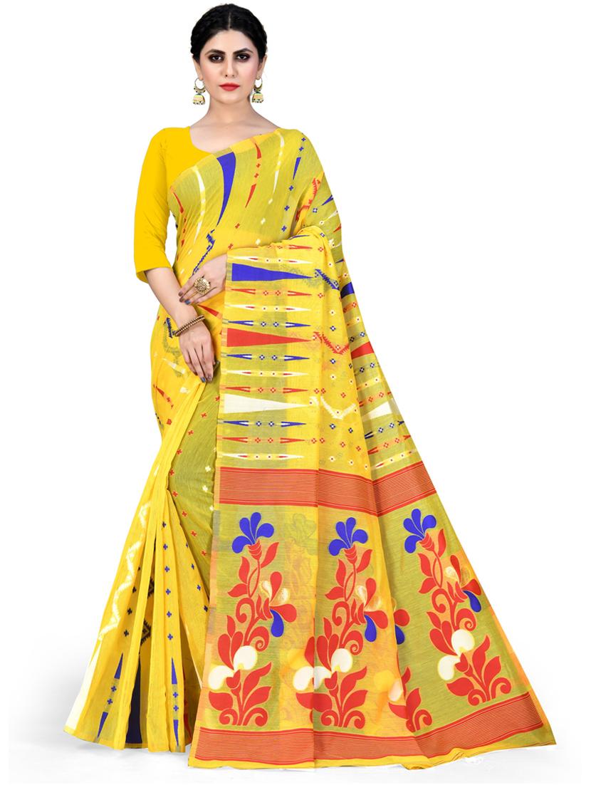self design jamdani saree with blouse - 20973652 - Zoom Image - 0