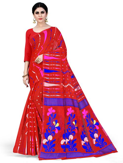self design jamdani saree with blouse - 20973653 - Standard Image - 0