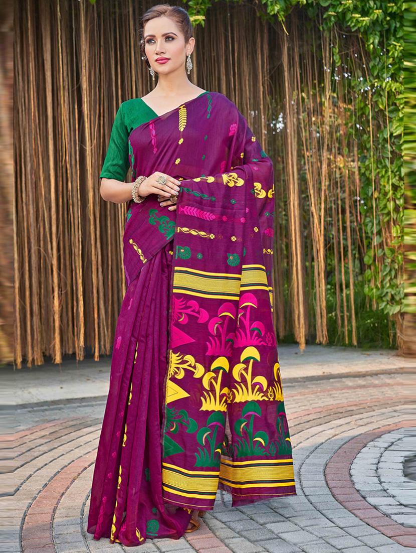 self design jamdani saree - 20973659 - Zoom Image - 0