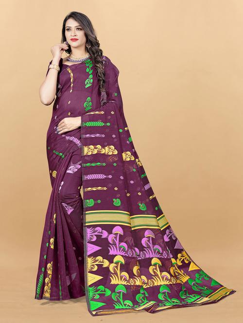 self design jamdani saree with blouse - 20973660 -  Standard Image - 0