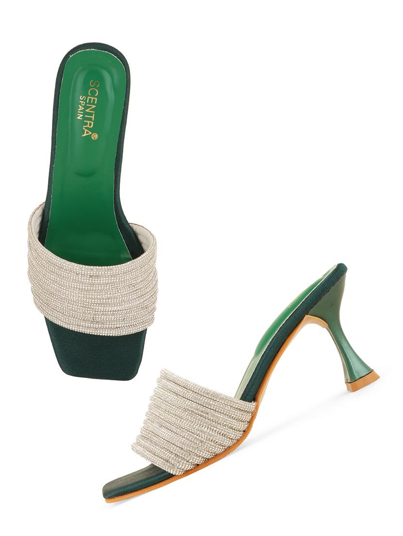 green synthetic slip on sandals - 20973824 - Standard Image - 3