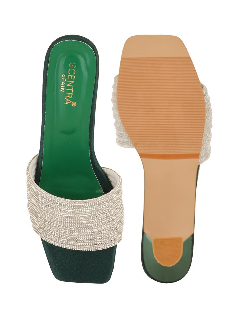 green synthetic slip on sandals - 20973824 - Standard Image - 5
