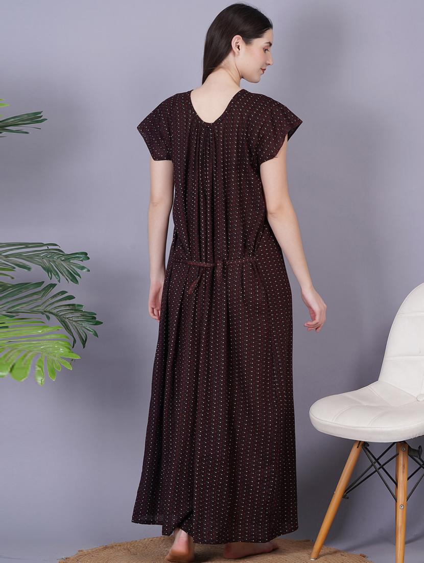 brown printed detailed maxi nightdress - 20973830 - Standard Image - 5