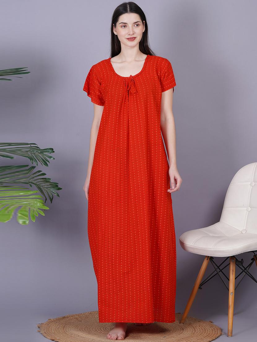 rust printed detailed maxi nightdress - 20973833 - Zoom Image - 0