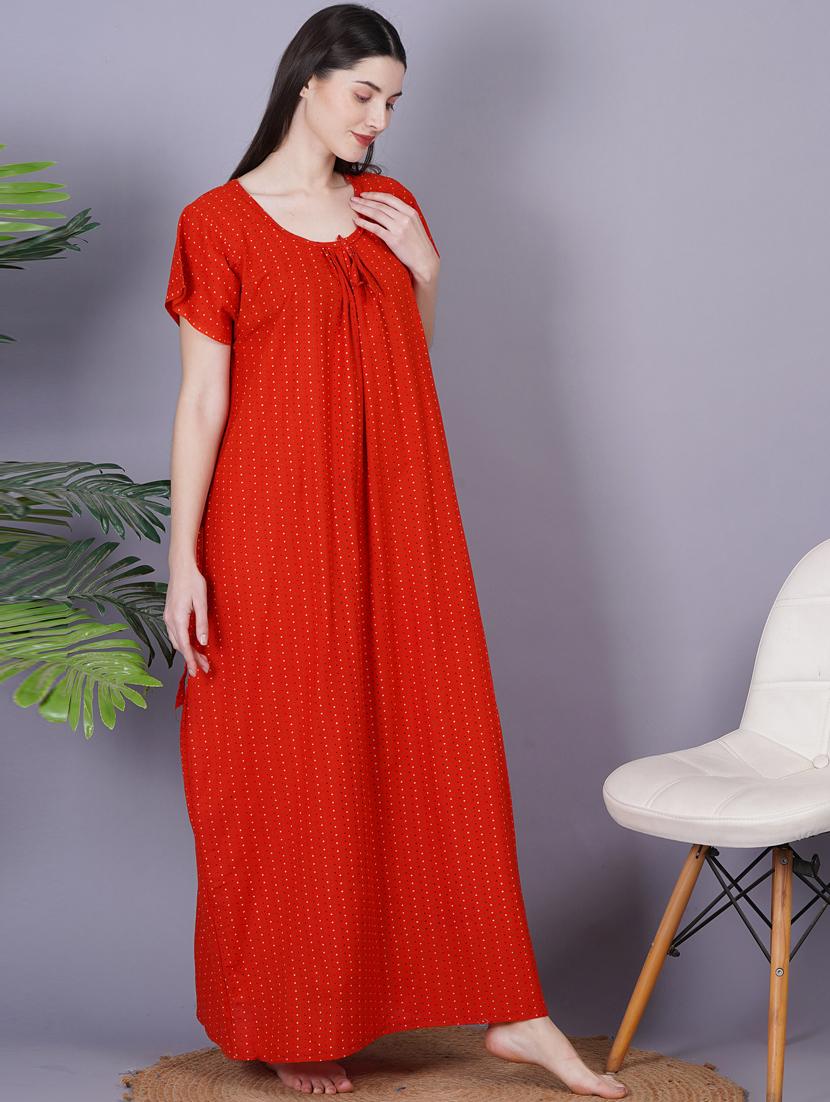 rust printed detailed maxi nightdress - 20973833 - Standard Image - 3