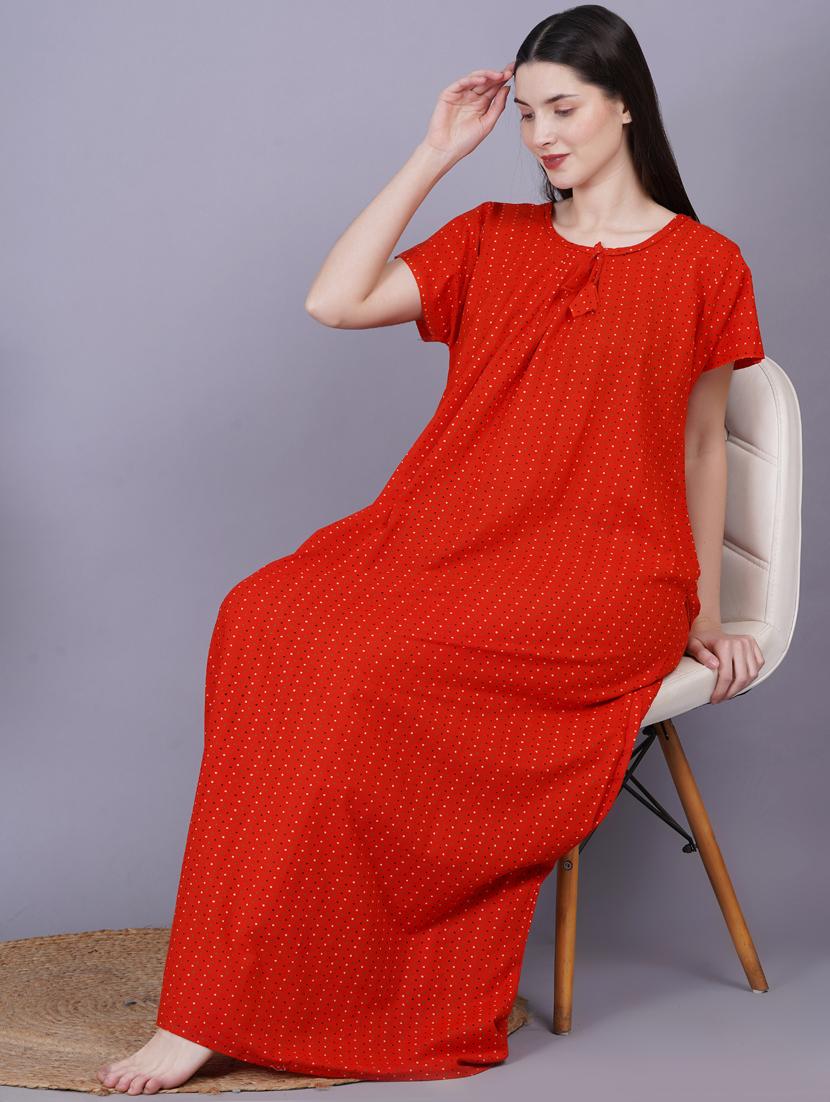 rust printed detailed maxi nightdress - 20973833 - Standard Image - 5