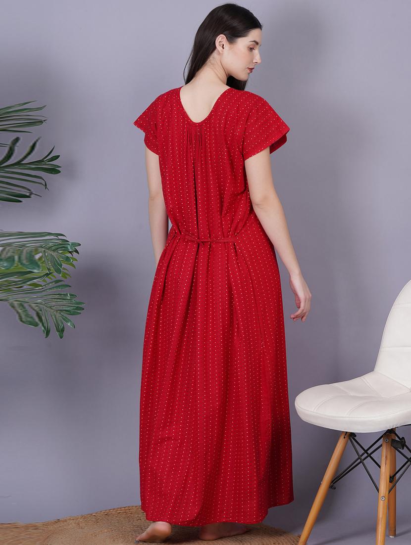 red printed detailed maxi nightdress - 20973834 - Standard Image - 3