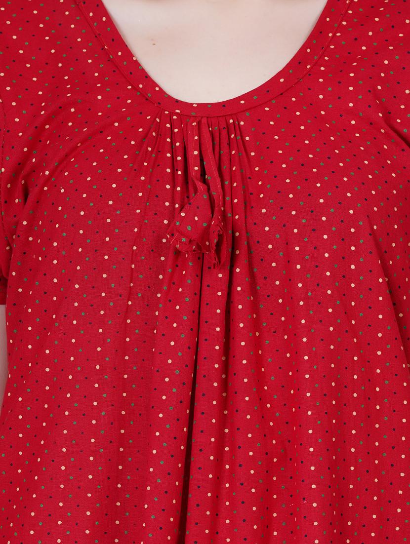 red printed detailed maxi nightdress - 20973834 - Standard Image - 5