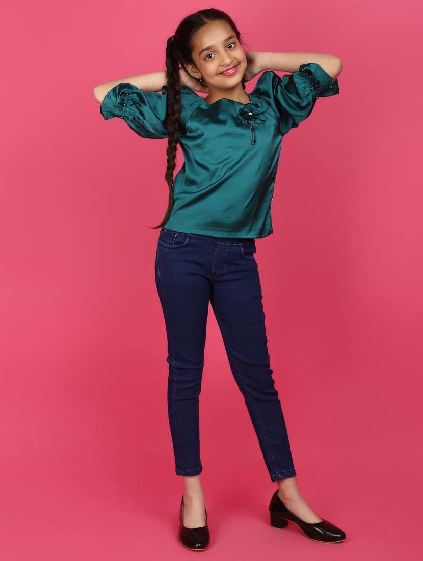 girls green solid top - 20973844 -  Standard Image - 3