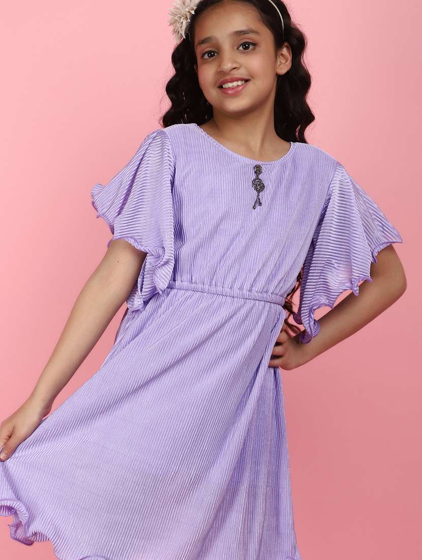 lavender acrylic blend frock - 20973885 -  Standard Image - 3