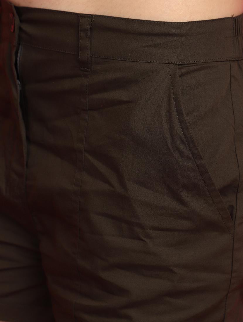 women solid olive green shorts - 20973888 - Standard Image - 5