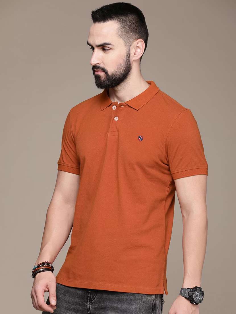 men polo neck logo print t-shirt
