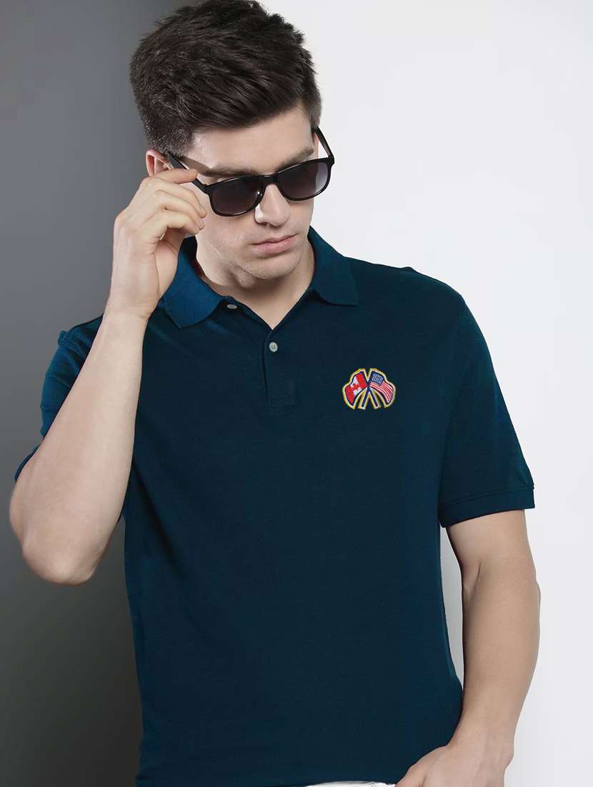 men polo neck placement print t-shirt - 20977355 -  Standard Image - 3