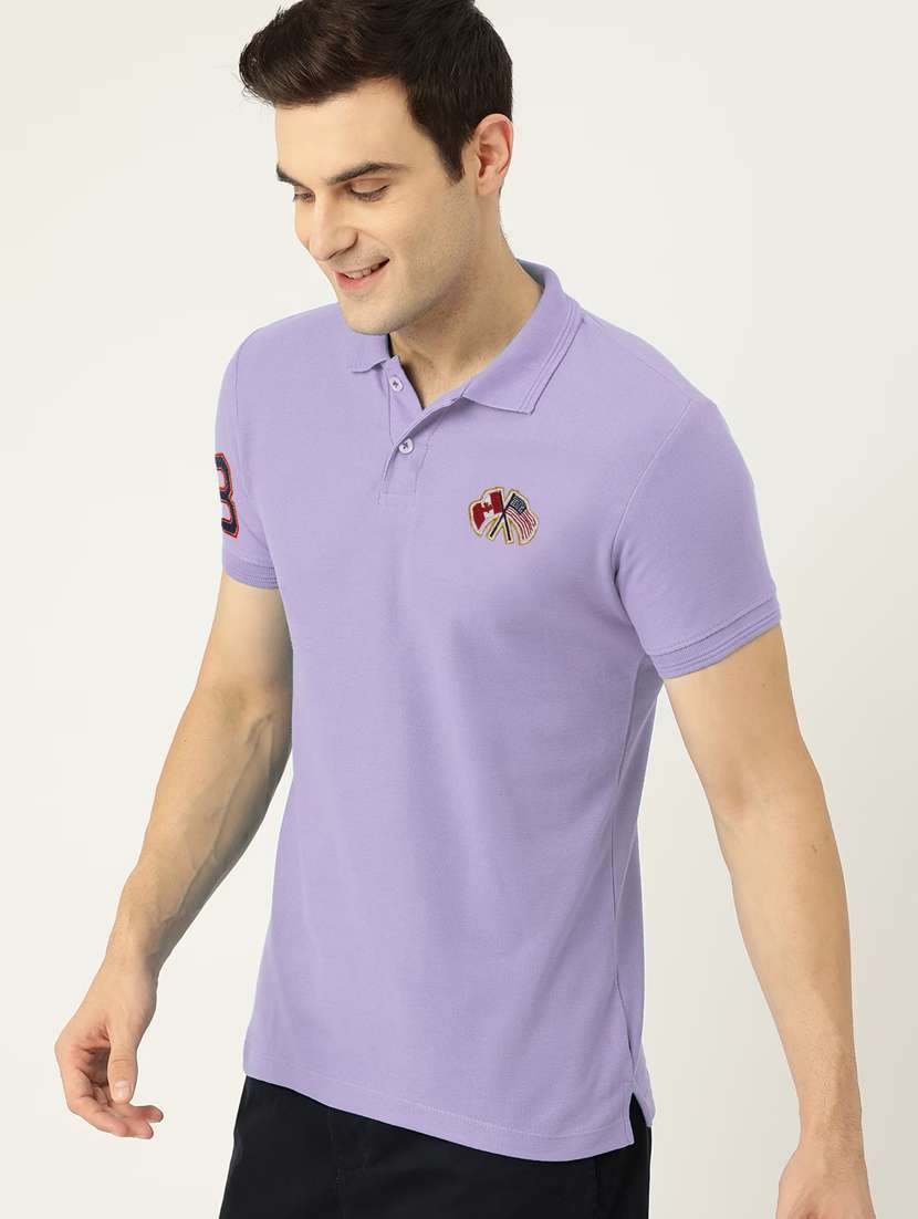 men polo neck placement print t-shirt