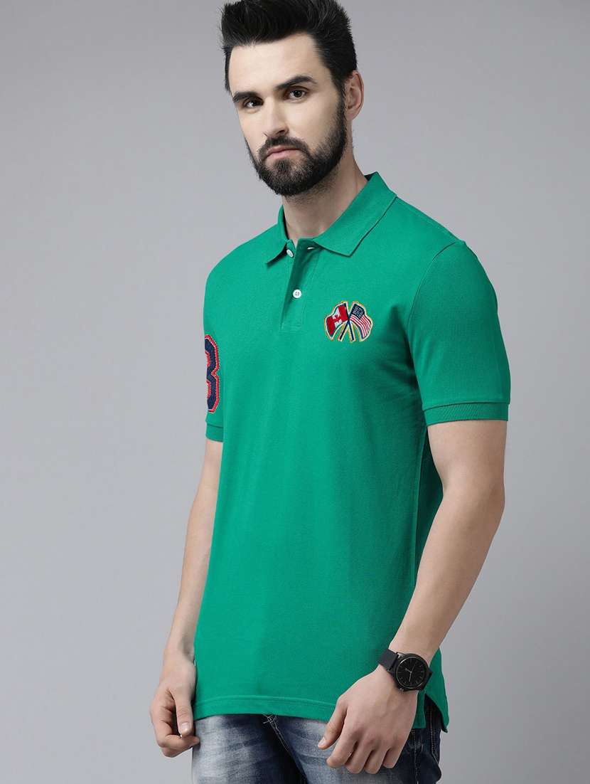 men polo neck placement print t-shirt