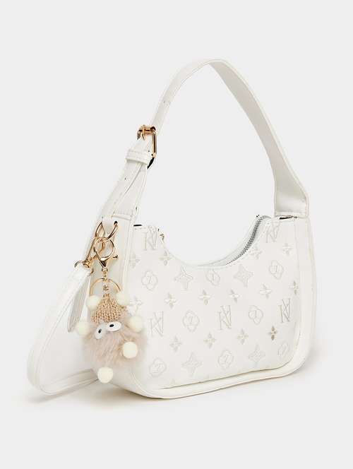 white printed handbag - 20977377 -  Standard Image - 0