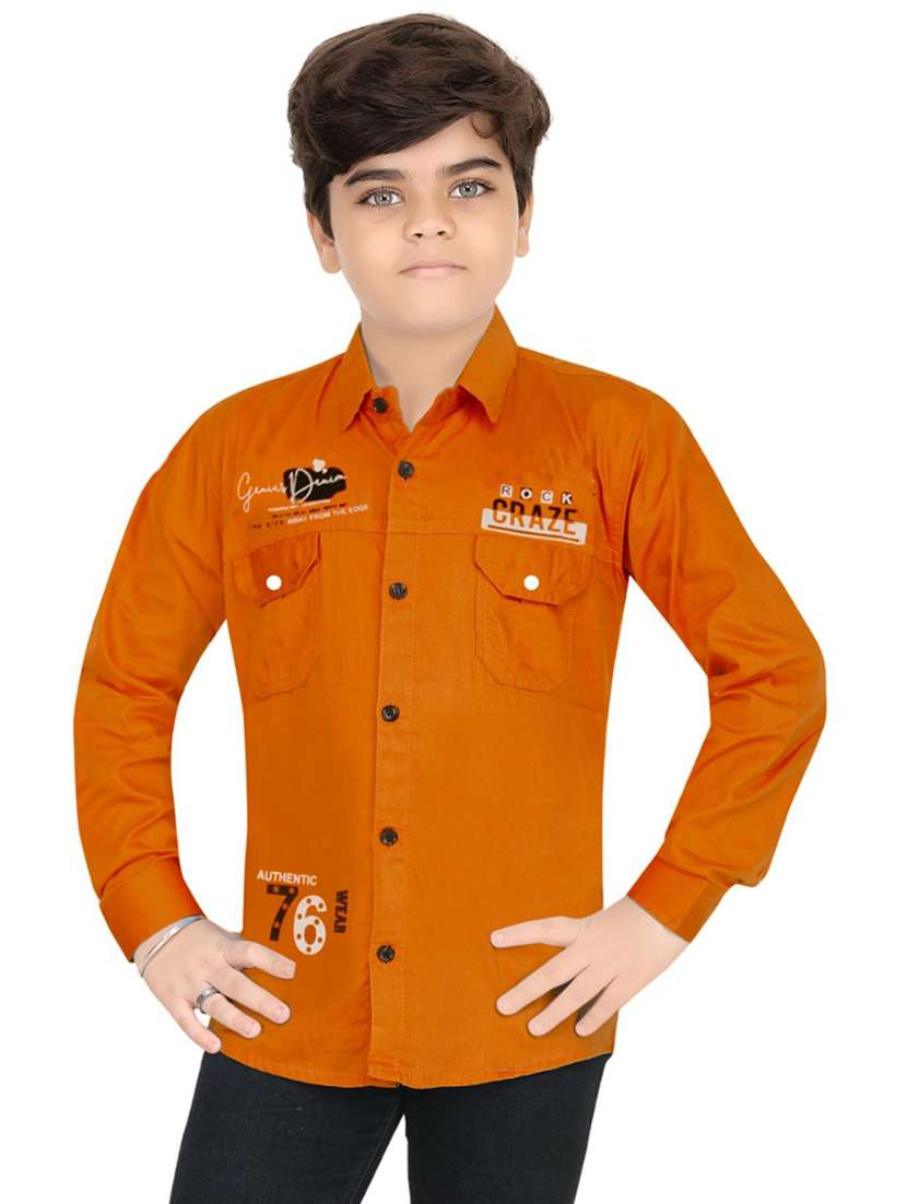 orange cotton blend shirt