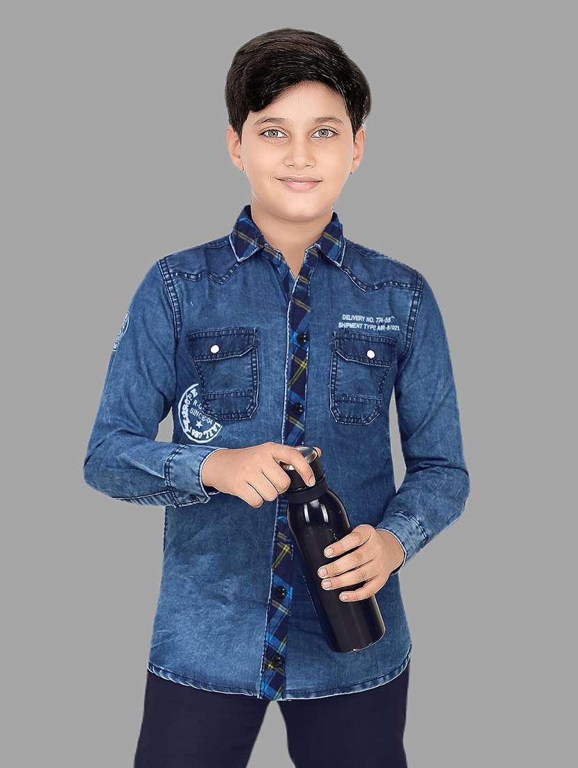 boys blue denim shirt
