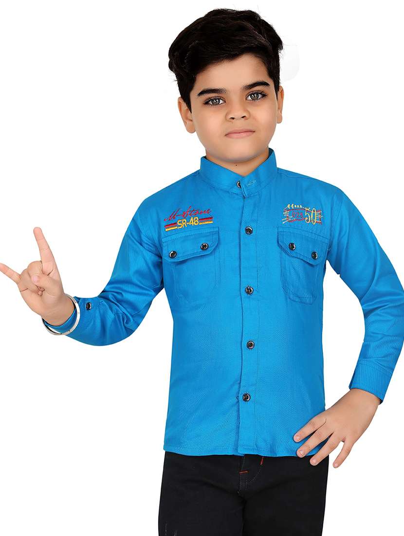 light blue cotton blend shirt