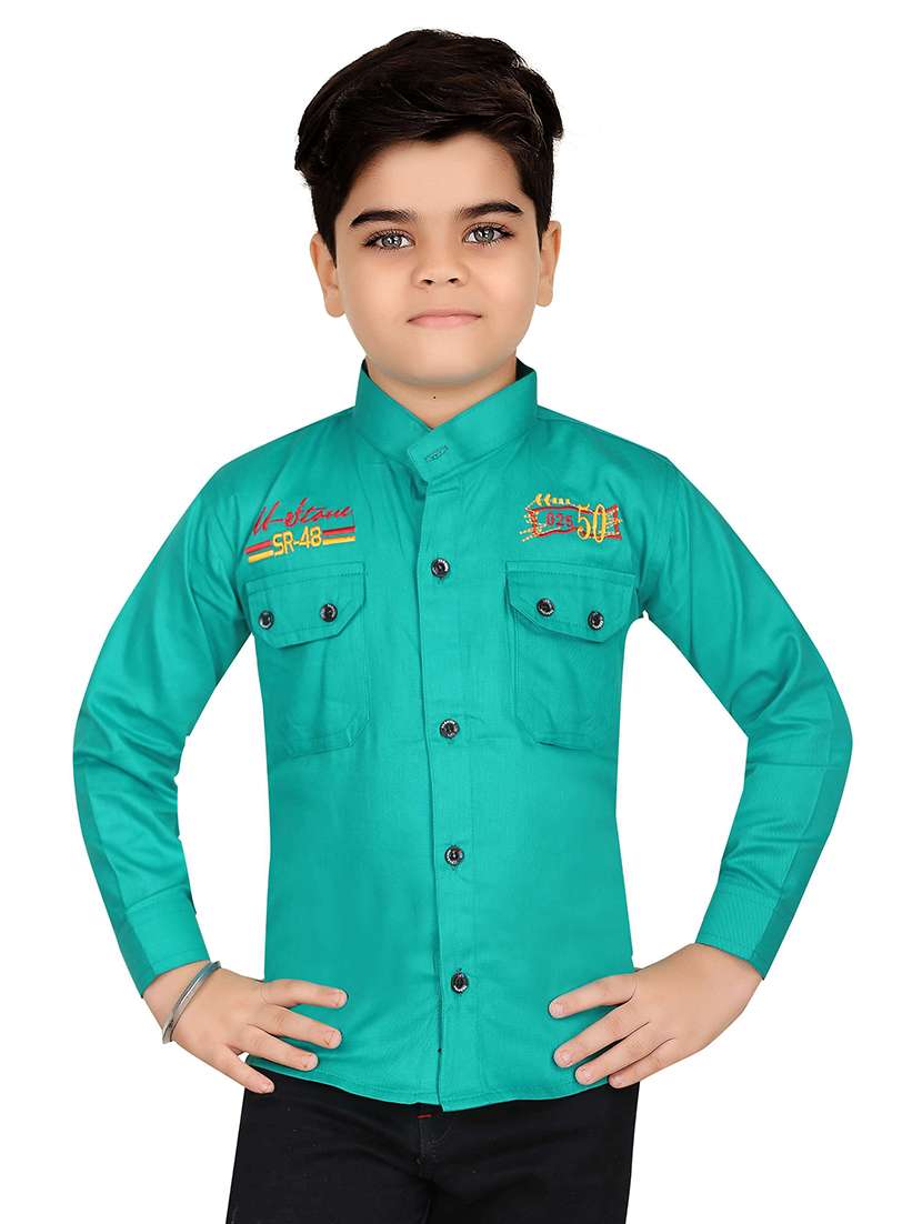 green cotton blend shirt