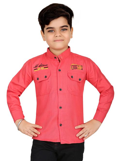 red cotton blend shirt - 20977539 - Standard Image - 0