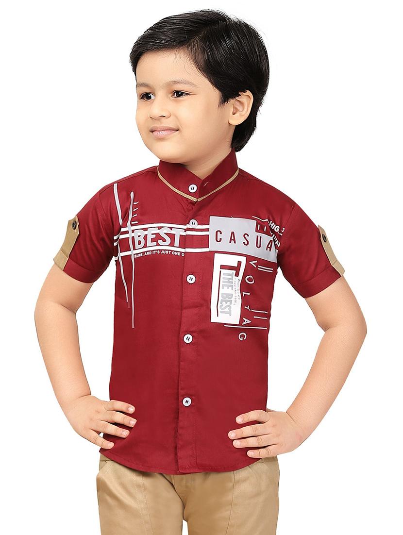 maroon cotton blend shirt - 20977563 - Zoom Image - 0
