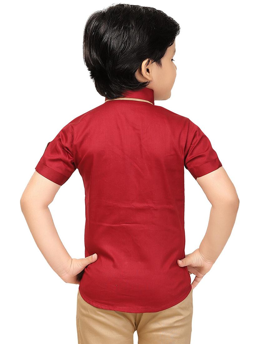 maroon cotton blend shirt - 20977563 - Standard Image - 3