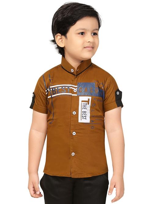 brown typographic printed shirt - 20977564 - Standard Image - 0
