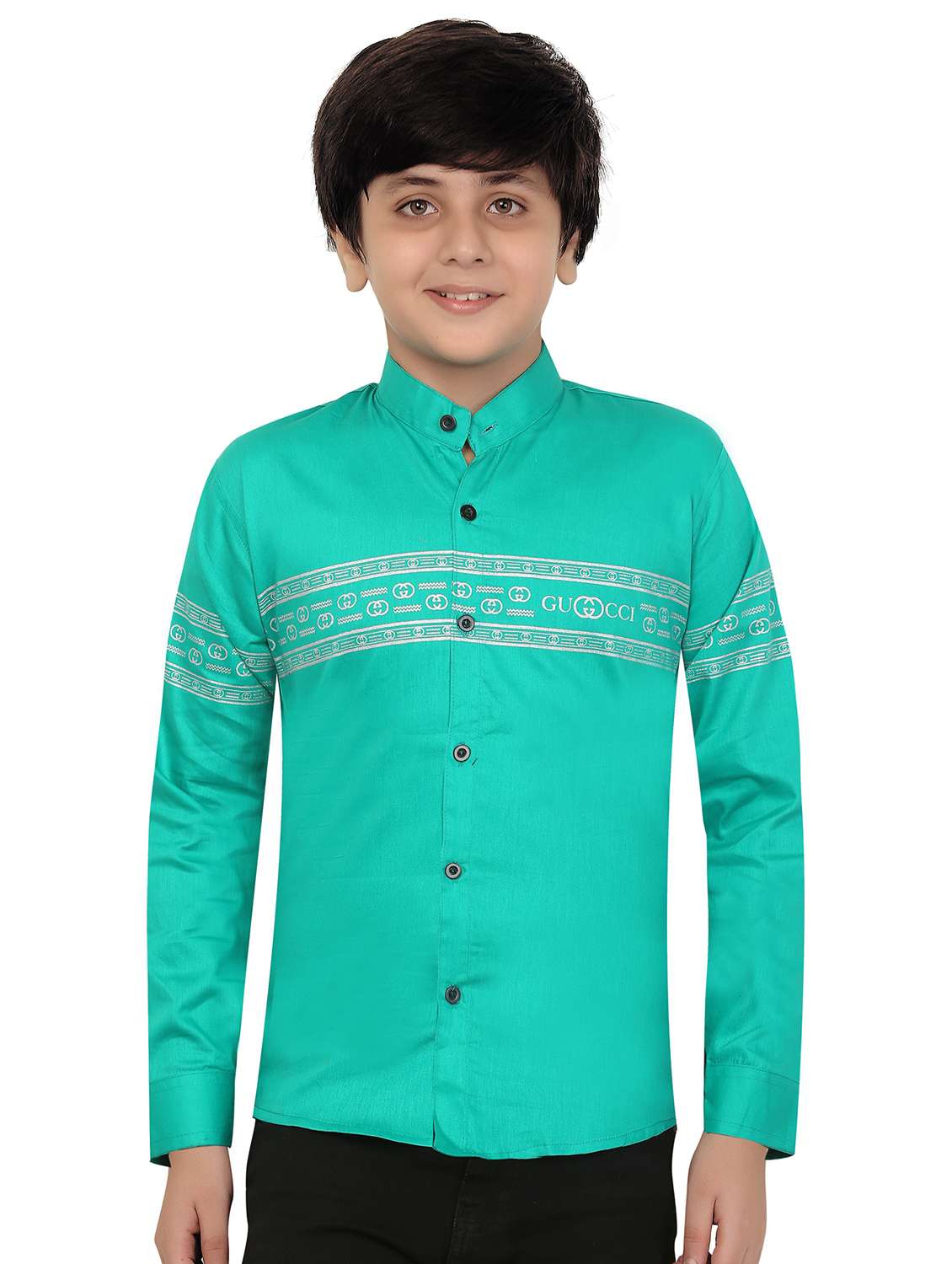 boys chest print cotton shirt