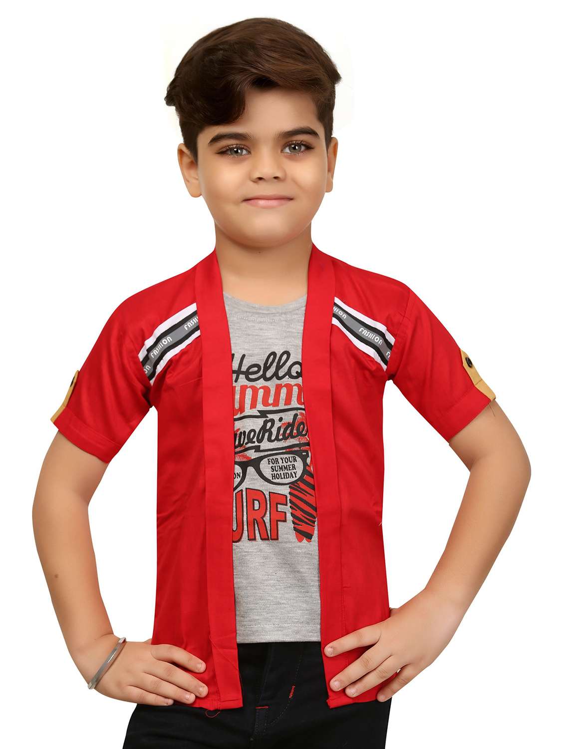 boys typographic jacket with attached t-shirt