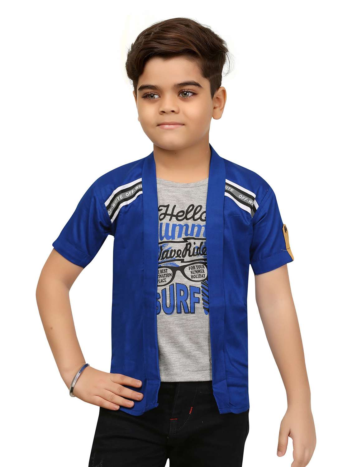boys typographic jacket with attached t-shirt