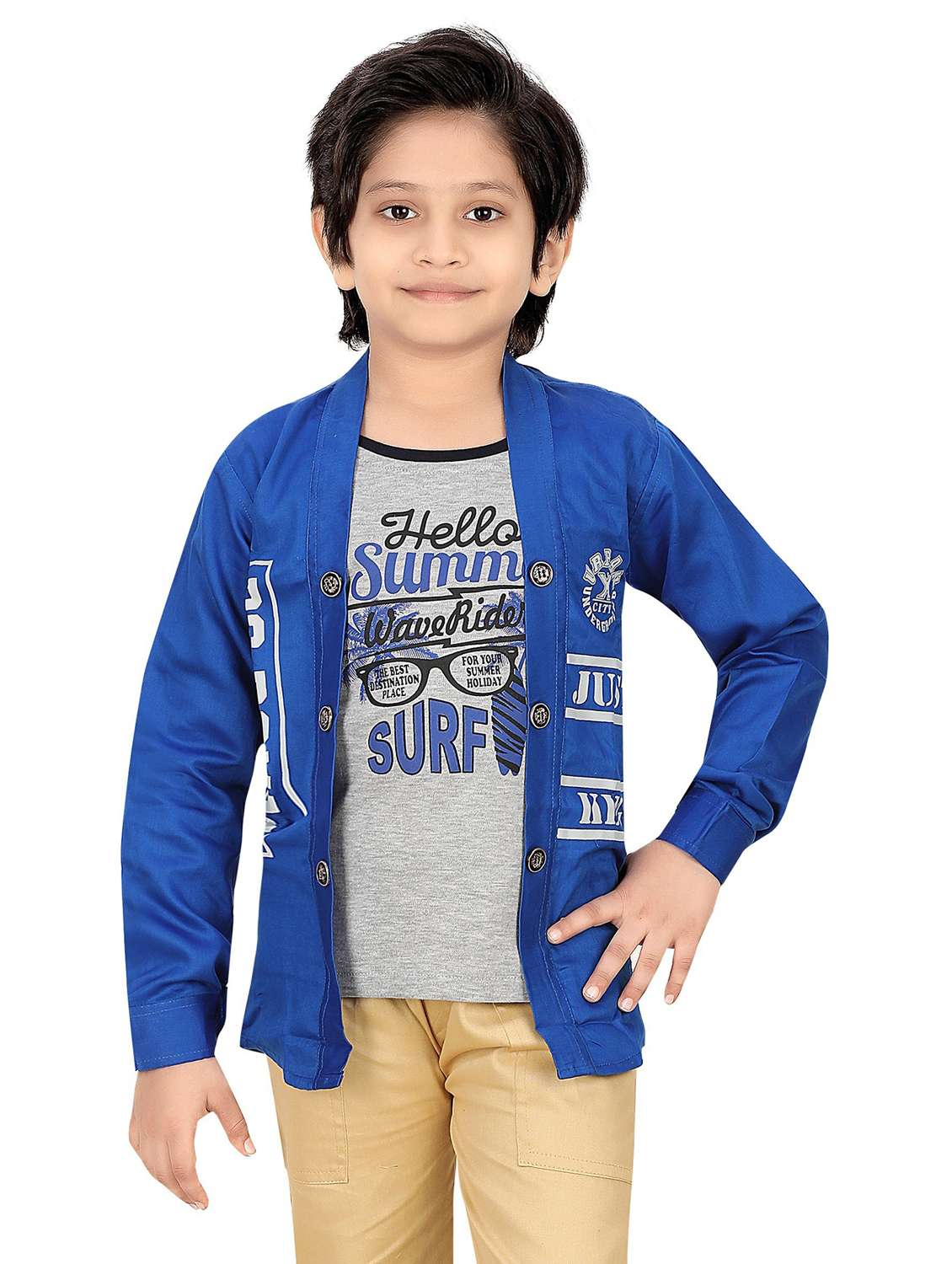 boys typographic jacket with attached t-shirt
