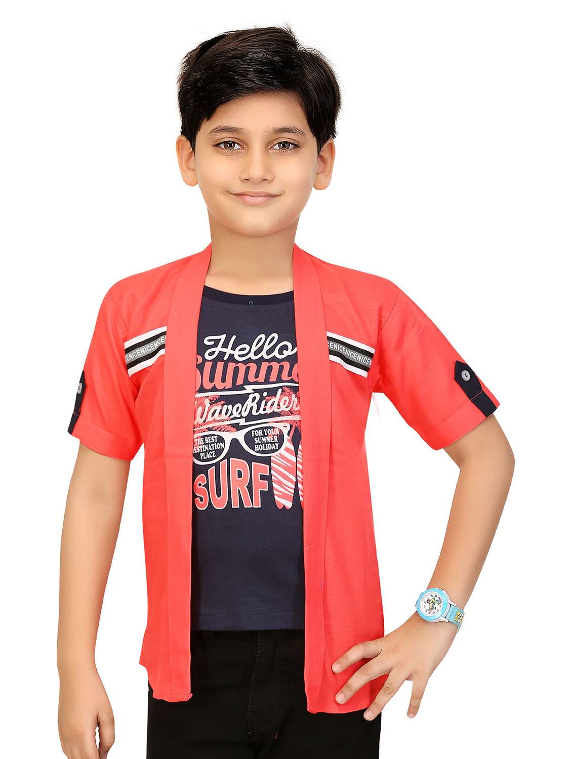 boys typographic jacket with attached t-shirt