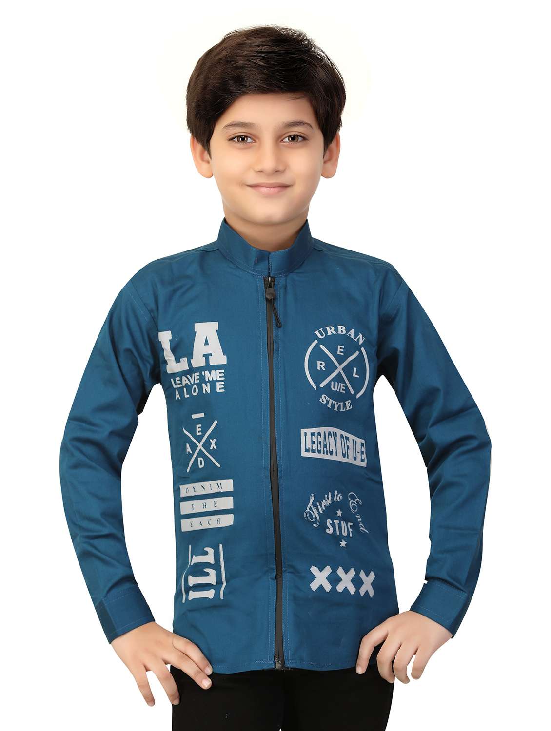 boys typographic jacket with attached t-shirt
